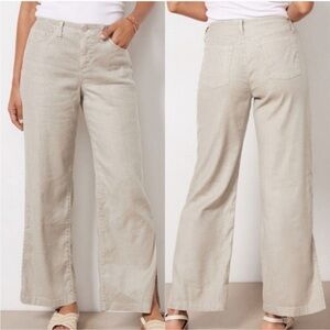 Evereve 27 Sundae Wide Leg Taupe Linen Pant with Slit at Ankle